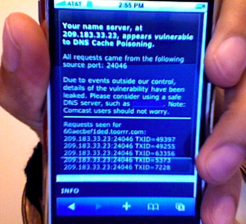 AT&T iPhones exposed to DNS cache poisioning?