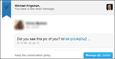 Twitter phishing email DM