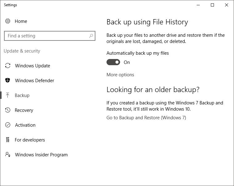Tien jaar Wees tevreden paars Windows 10 tip: Turn on File History for automatic backups | ZDNET