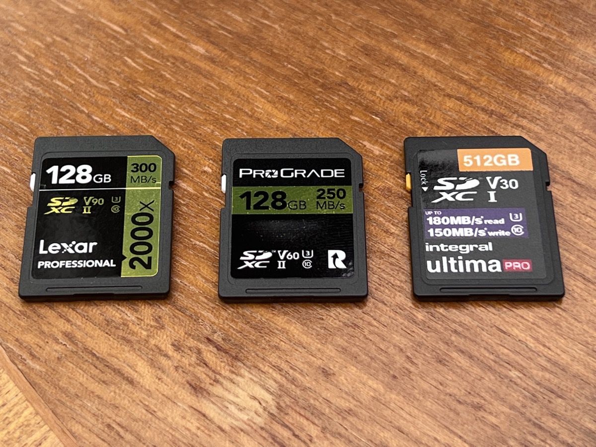 A selection of SD cards