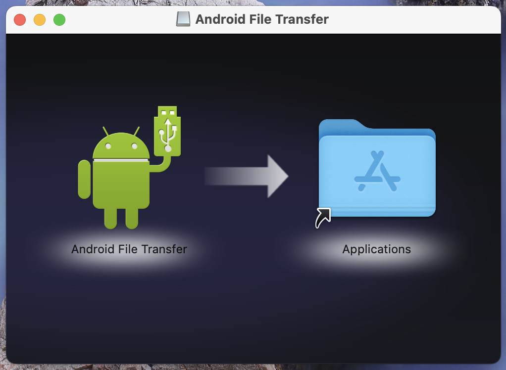 The Android File Transfer installer.