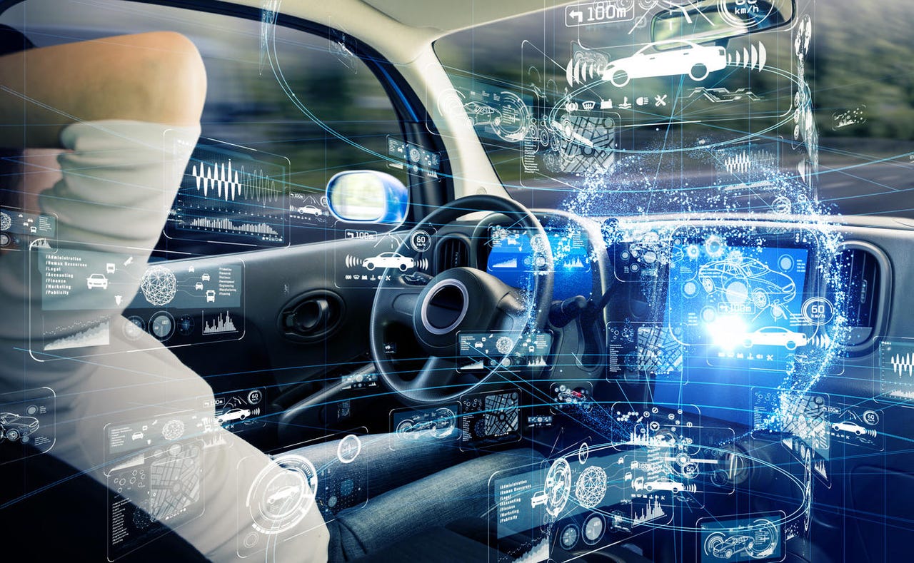 Autonomous car concept. Driverless vehicle.