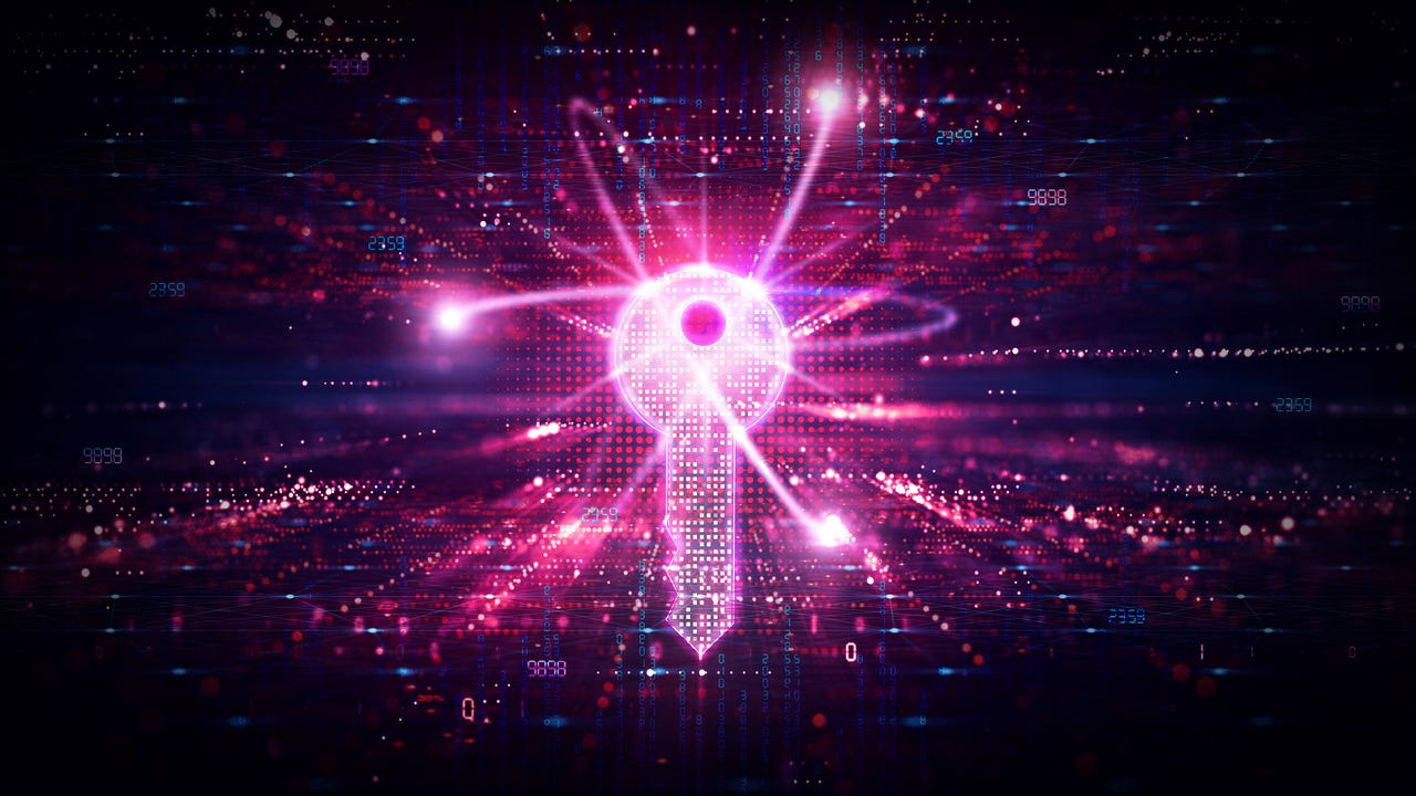 pink key representing quantum cryptography