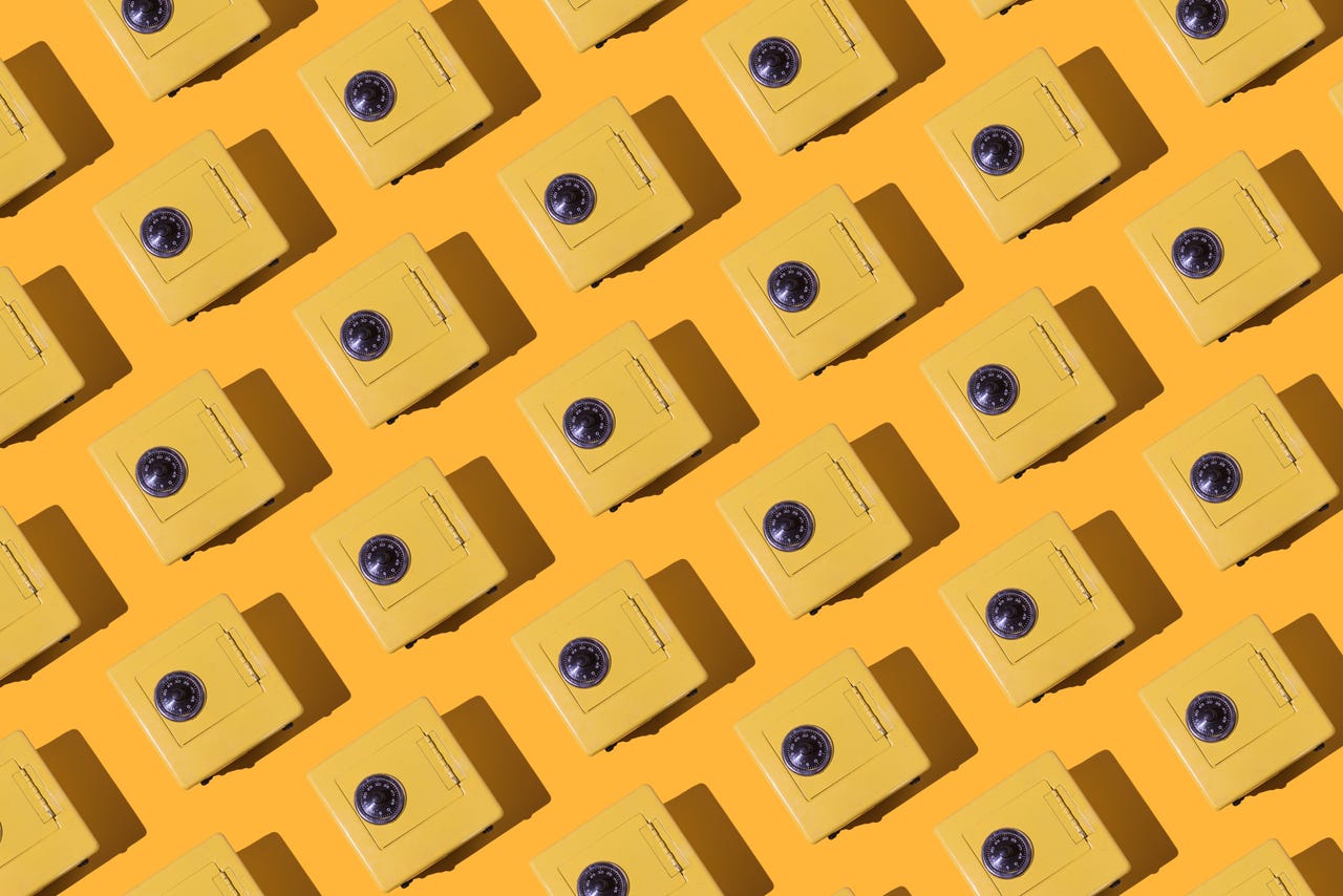 Yellow safes on a yellow background