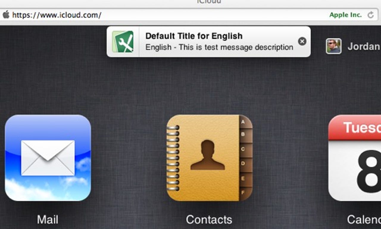 iCloud Notification banner on Safari - Jason O'Grady