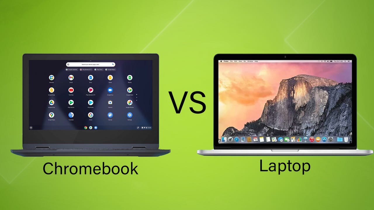 Chromebook and MacBook (labeled Laptop) comparison