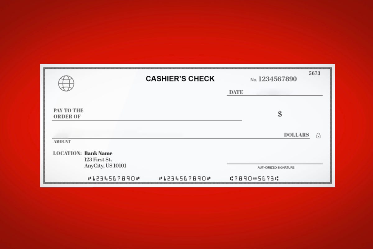 a blank cashier's check