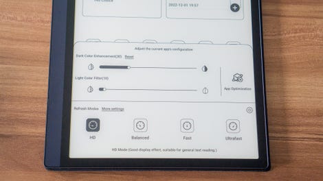 Onyx Boox Tab Ultra settings interface