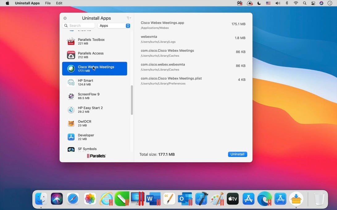 Parallels Toolbox for Mac: Uninstall Apps