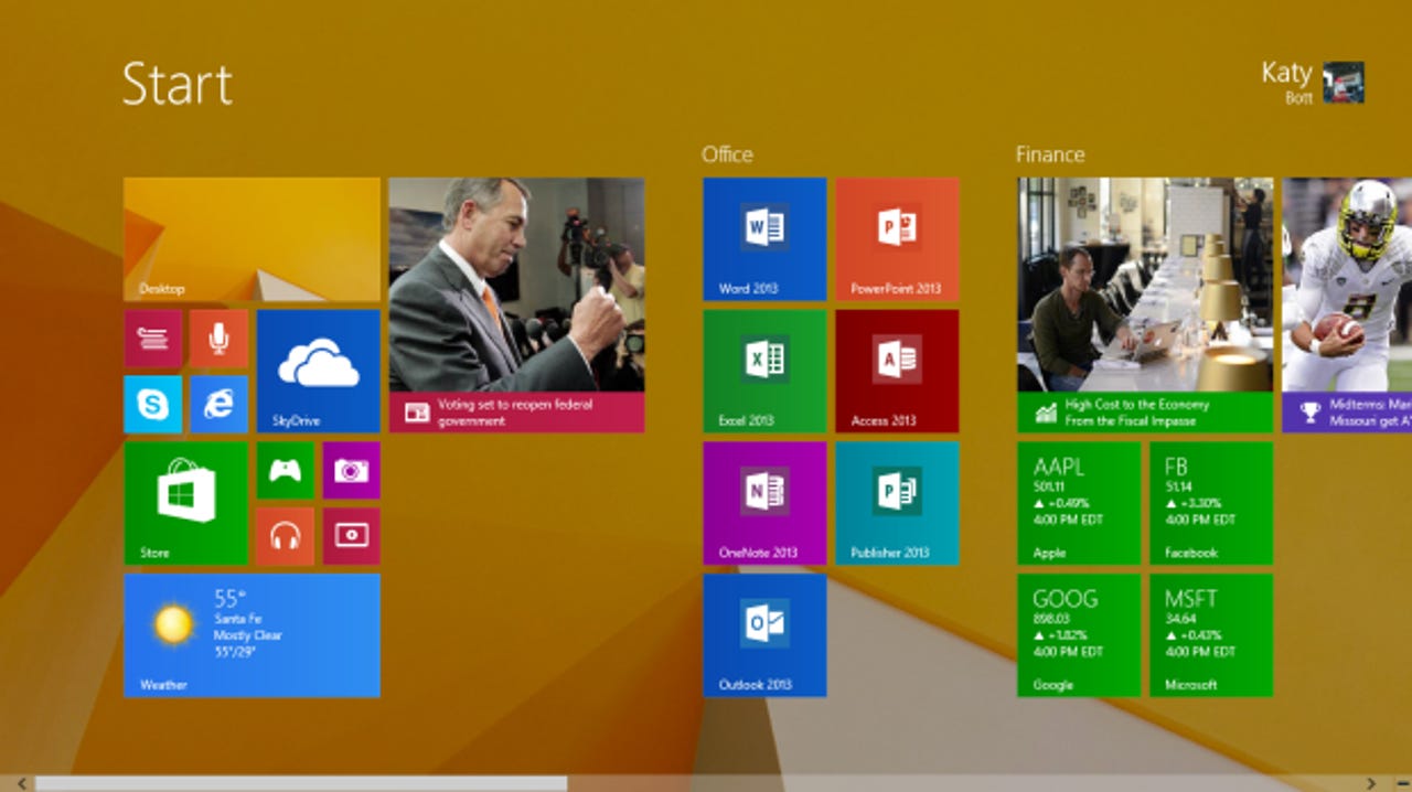 The new Windows 8.1 Start screen