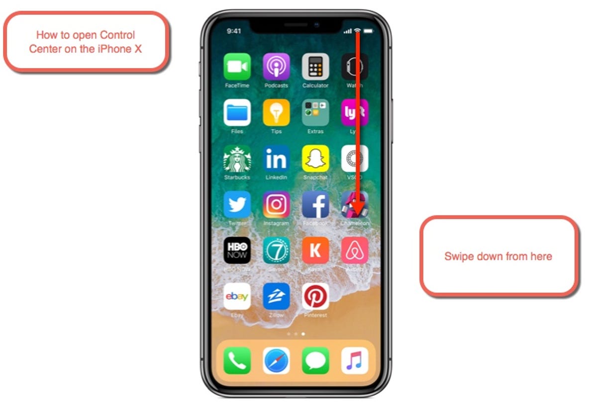 How to open Control Center on the iPhone X