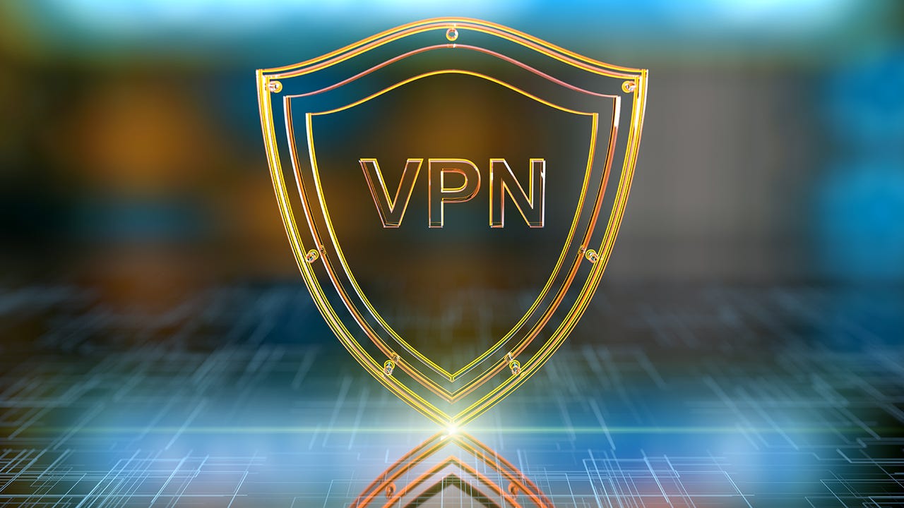 Transparent shield with VPN letters