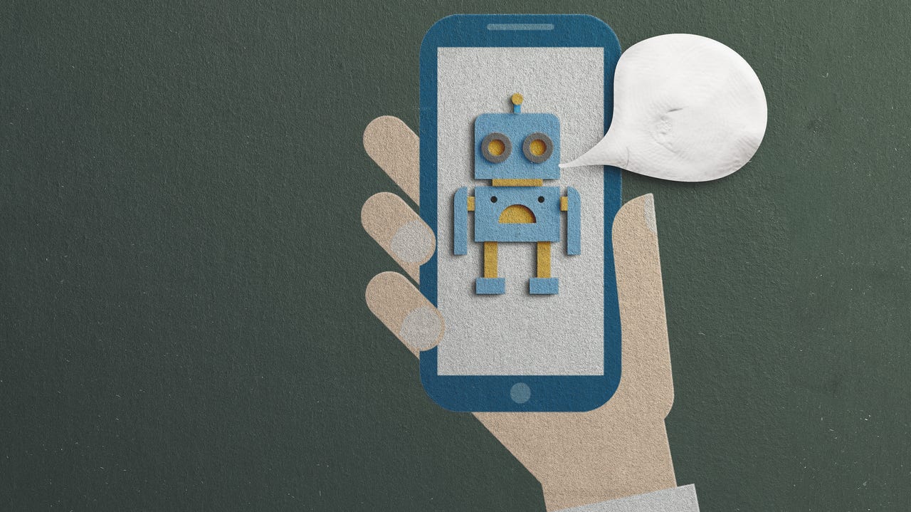 Illustration of a robot on a phone