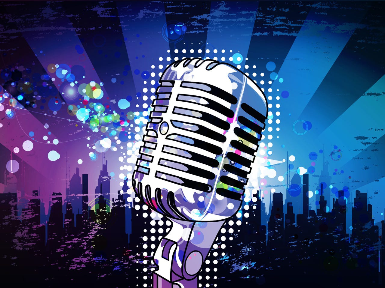 microphone with urban background