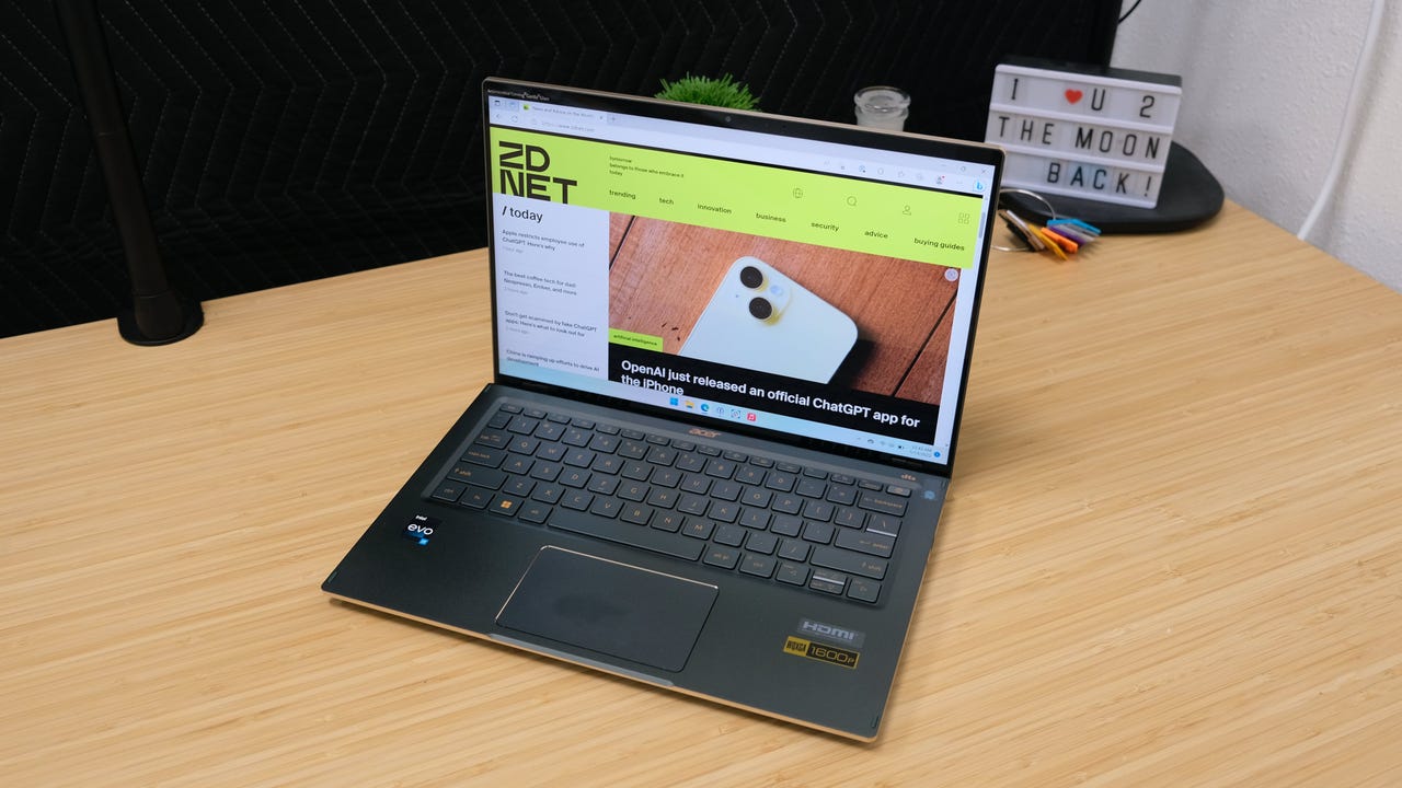 The Acer Swift 14 on a table