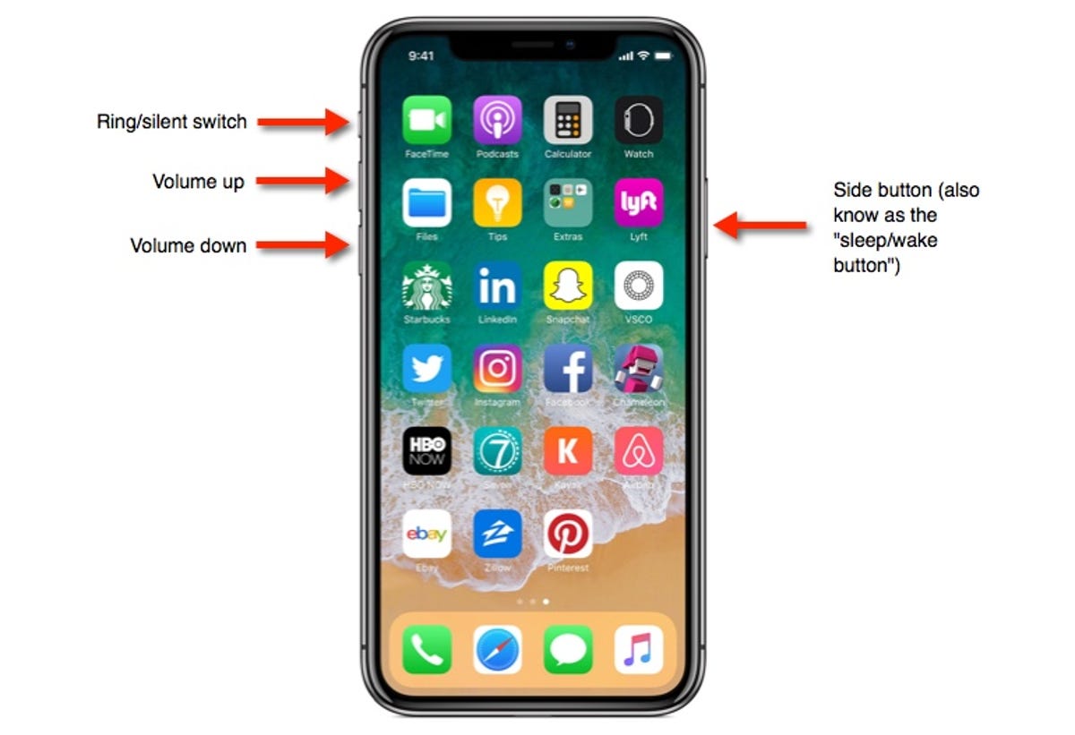 iPhone X button layout