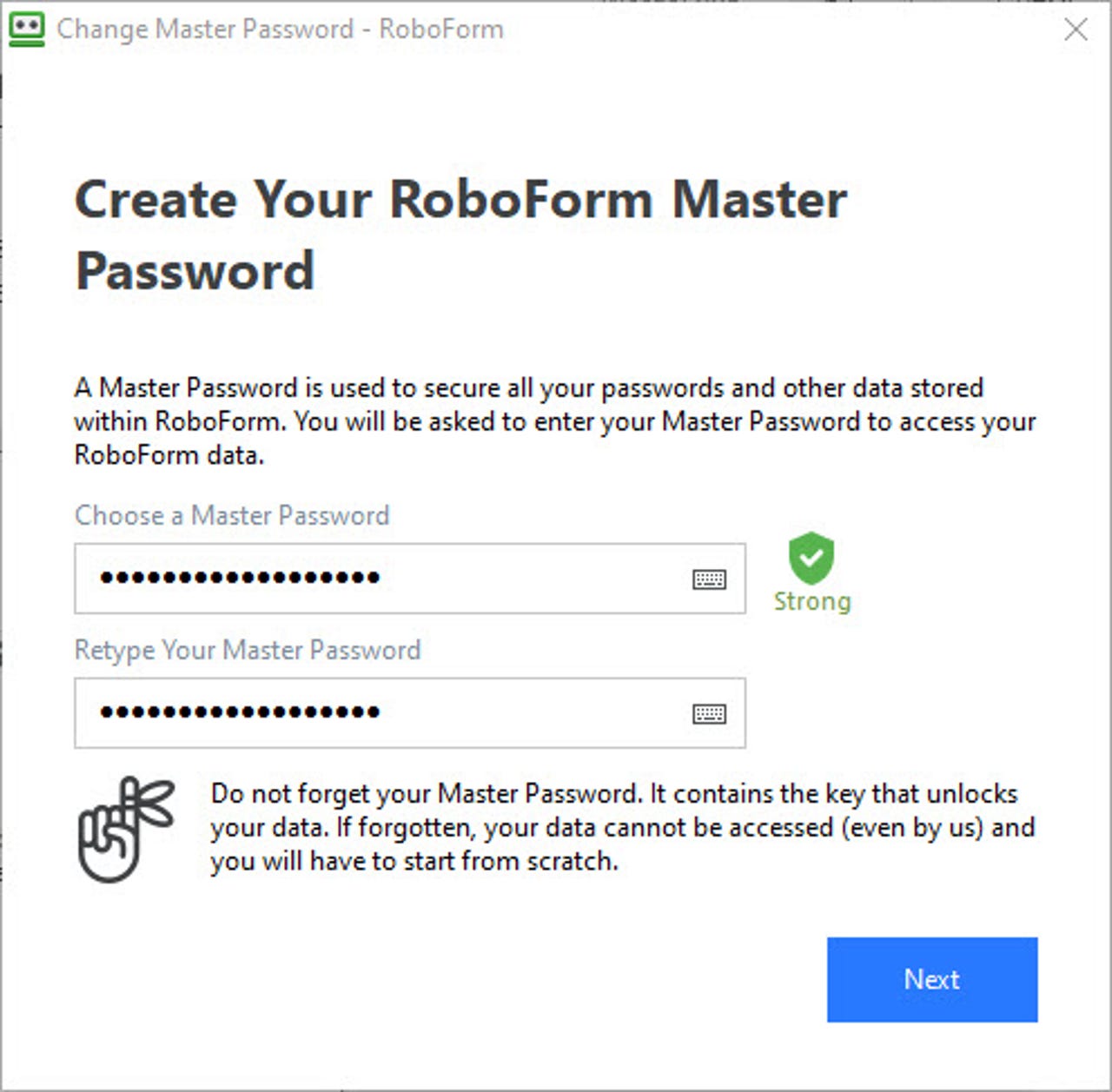 Create a strong master password for your password manager