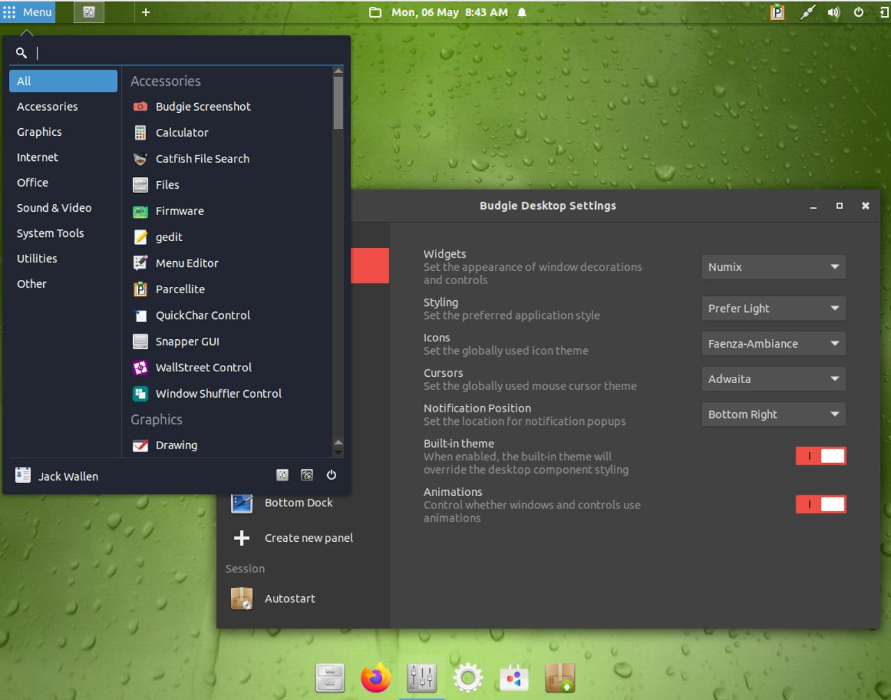 The default Spiral Linux (Budgie) desktop.