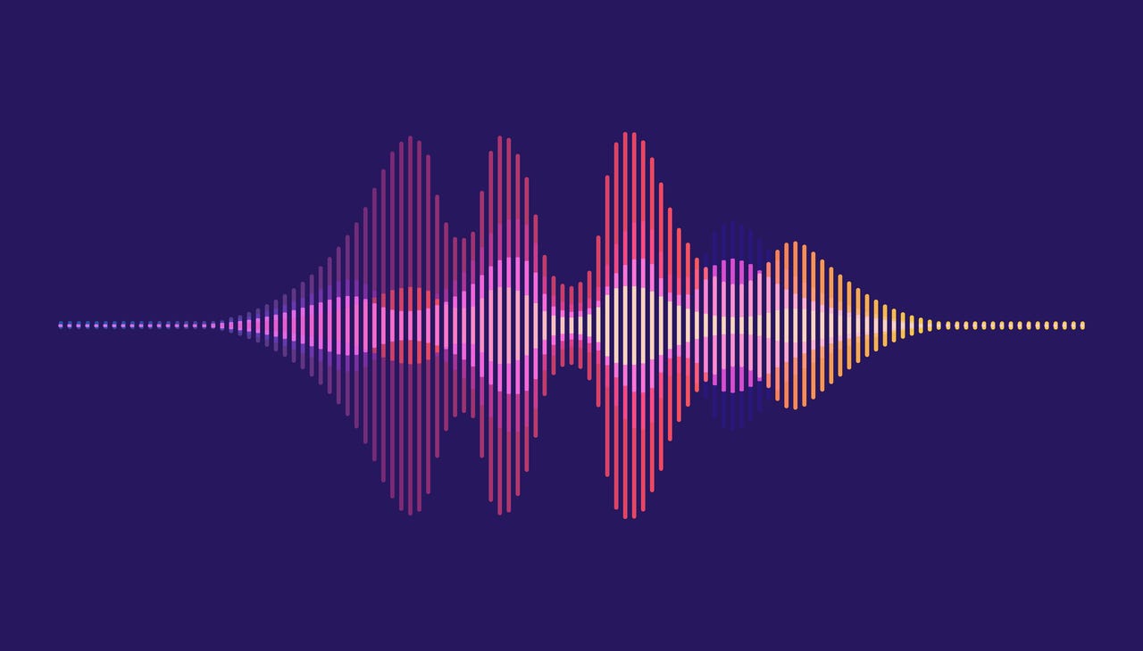Voice waves on purple background