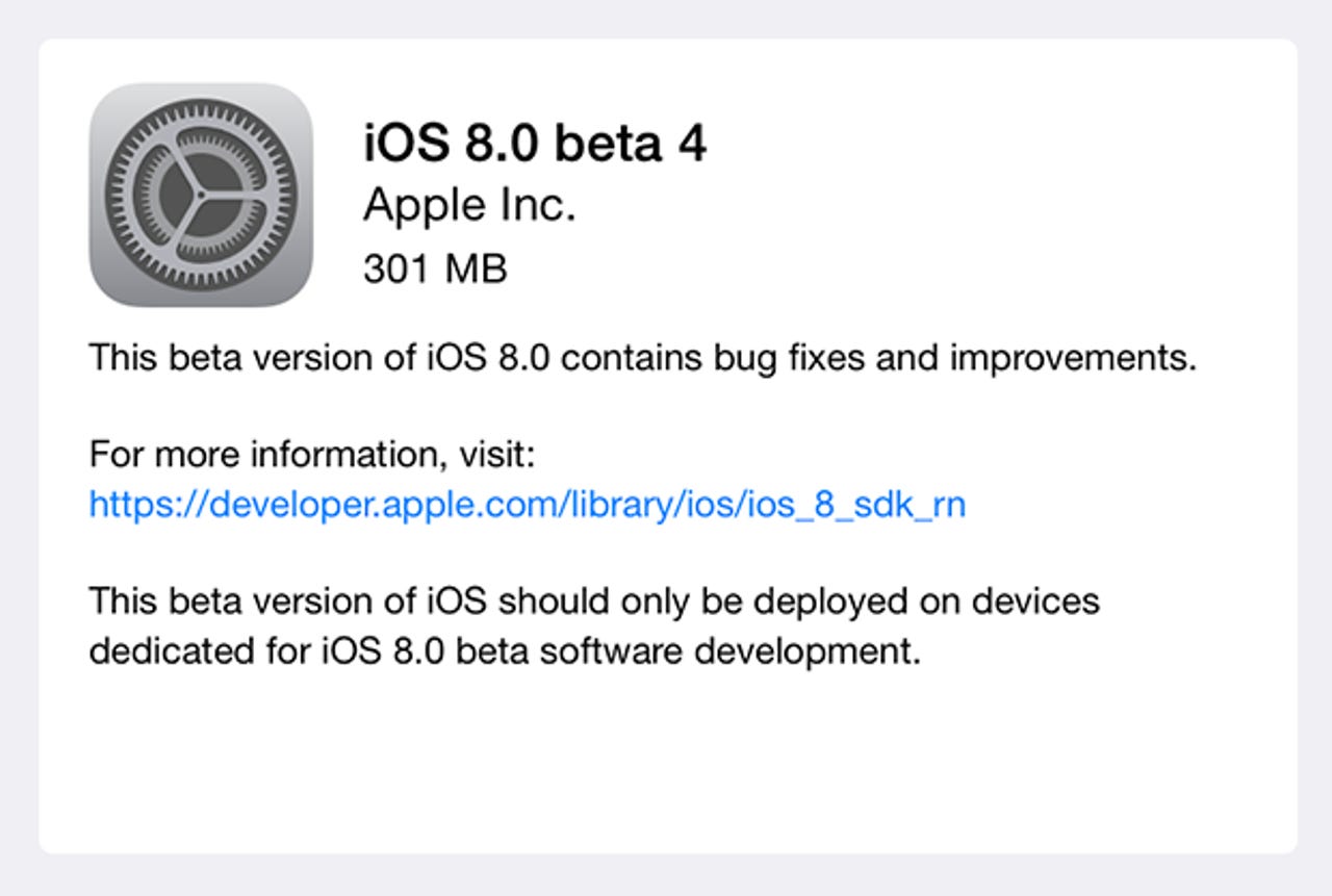 iOS 8 beta 4 released to developers, includes new Tips app - ZDNet