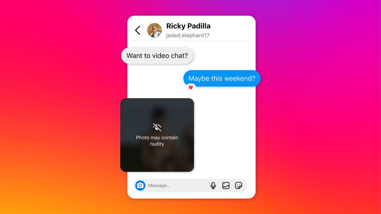 Instagram blurring a nude photo sent in a message
