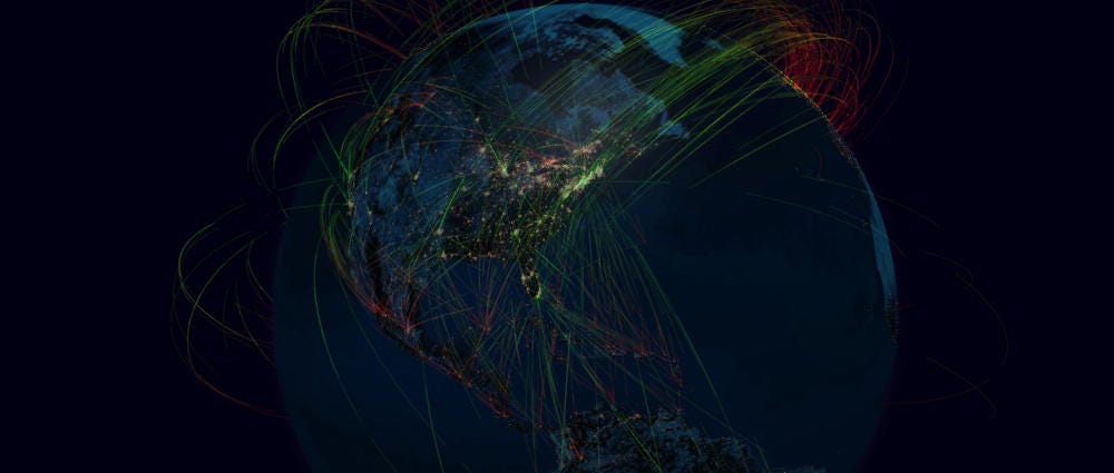 DDoS Globe Internet Map Traffic