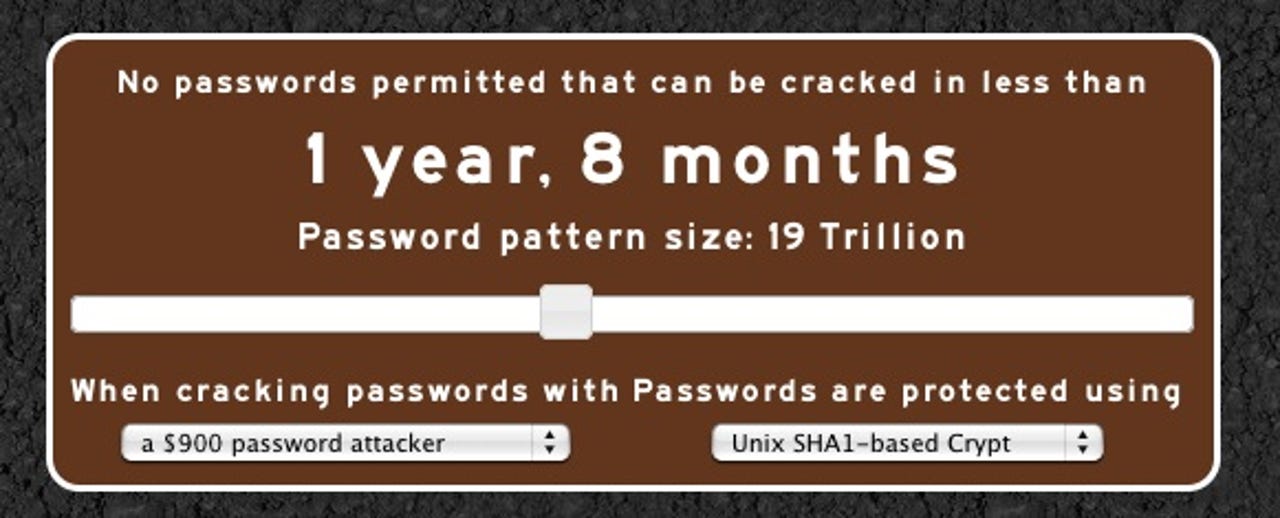 Passfault's slider tool sets policy based on password strength