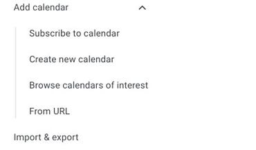 L'entrée Create a new agenda in Google Agenda.