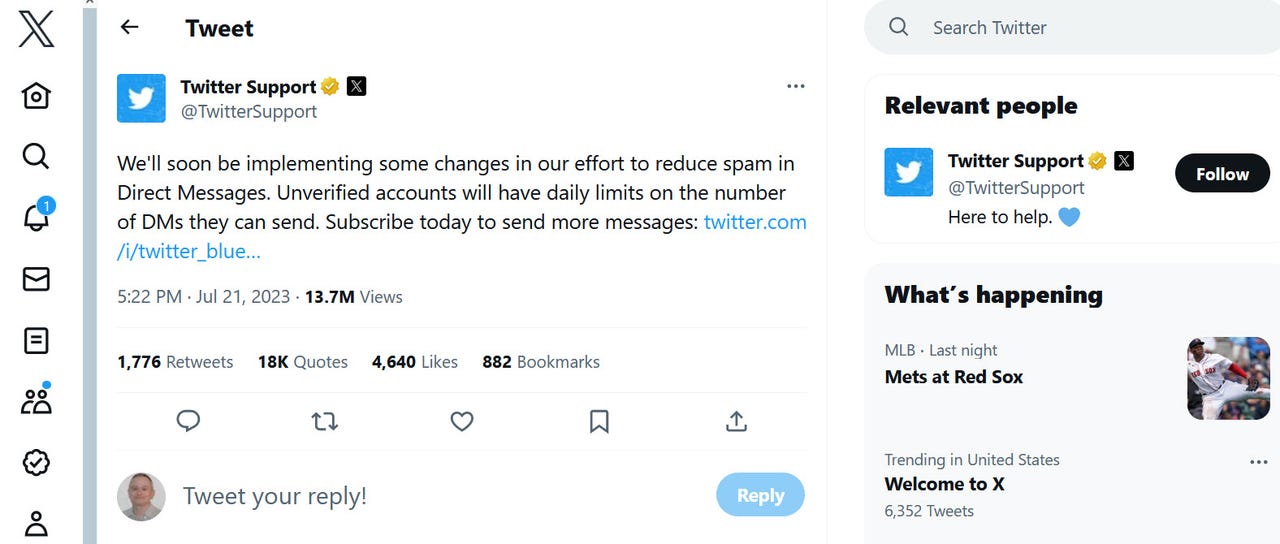 Twitter is aiming to restrict DM for unverified users