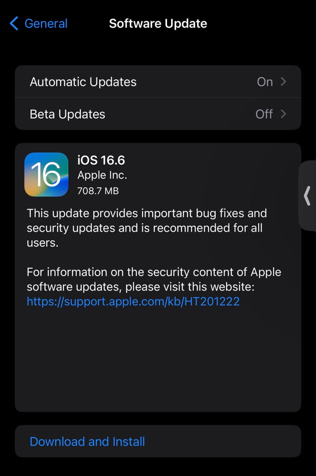 iOS 16.6 update.