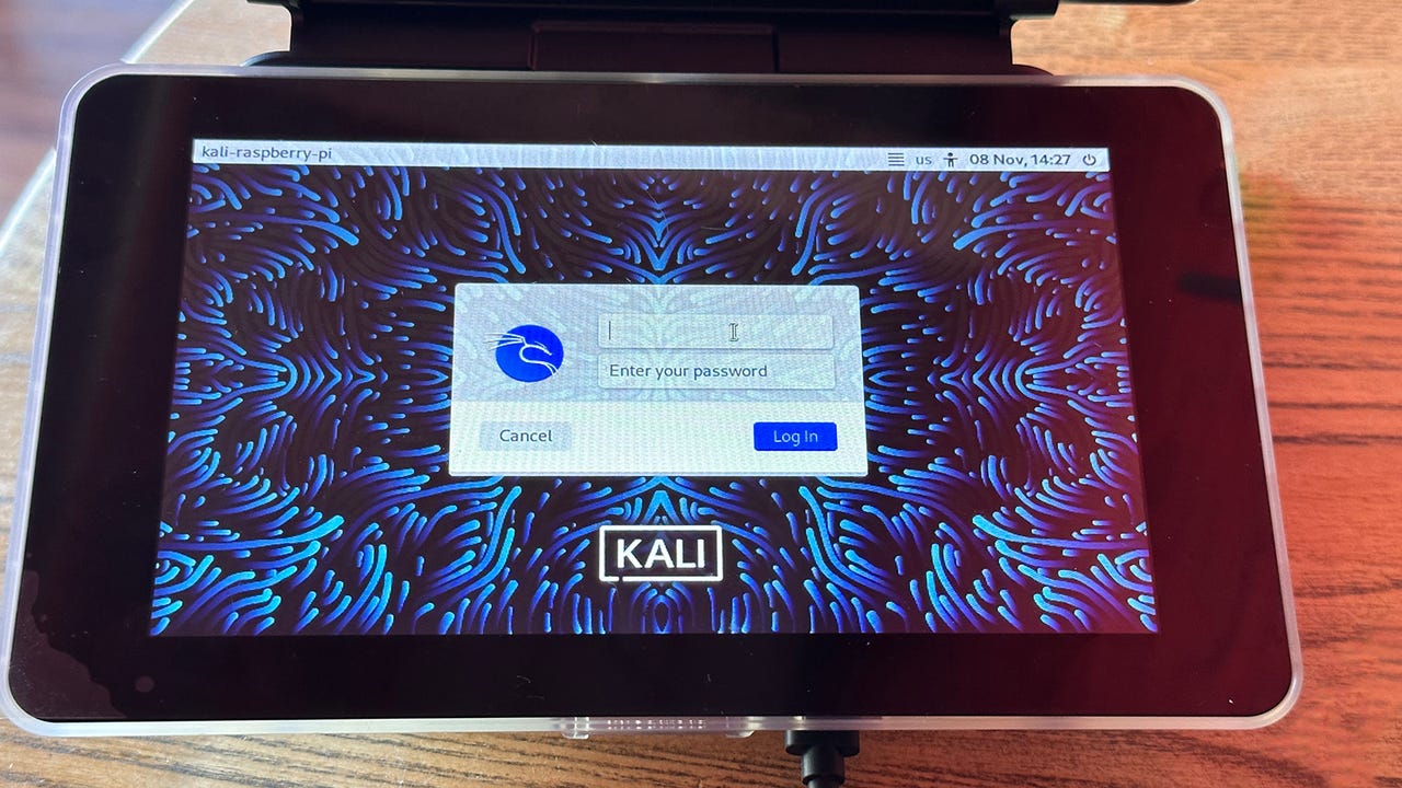 Kali Linux running on a Raspberry Pi 4 Model B