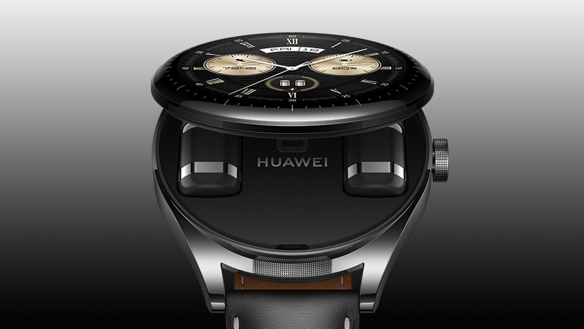 Huawei’s new smartwatch flips open to reveal tiny companion earbuds