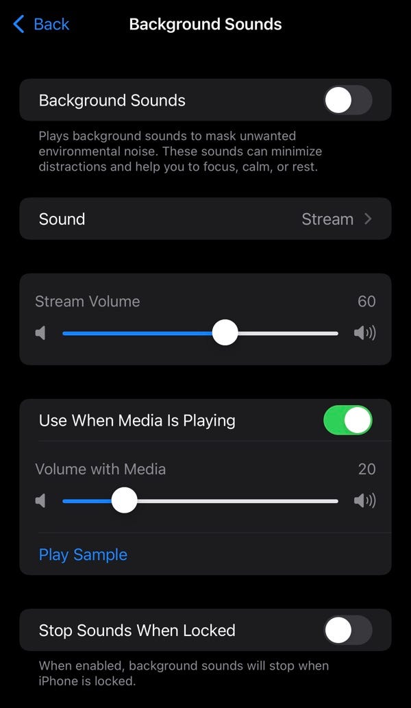 Background Sounds in iOS 15