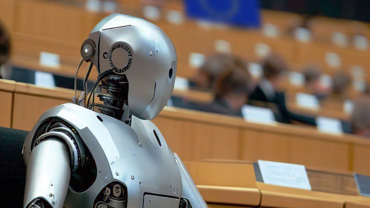 Robot sitting in Europian parliament
