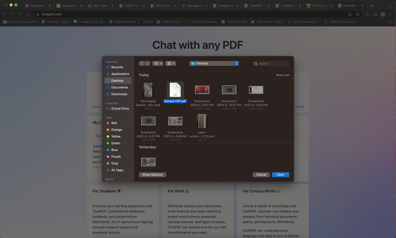Select your file on ChatPDF