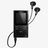 Black Sony Walkman player with wired earbuds