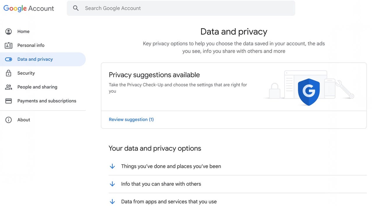 Google privacy suggestions