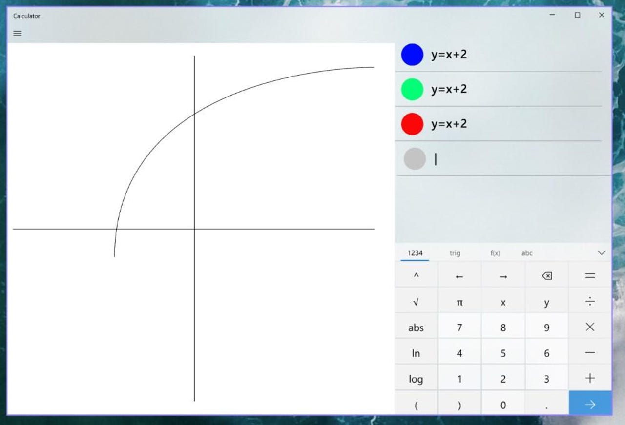 Windows Calculator graphing mode