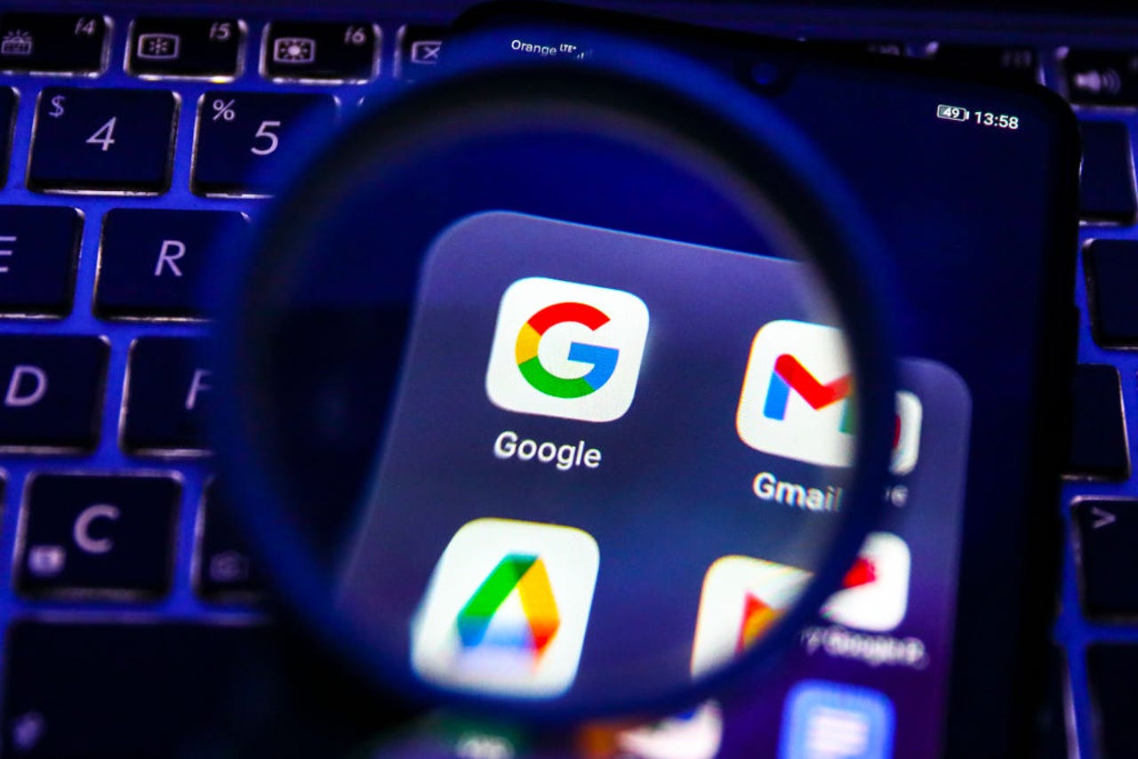 Google app through a magnifying glass