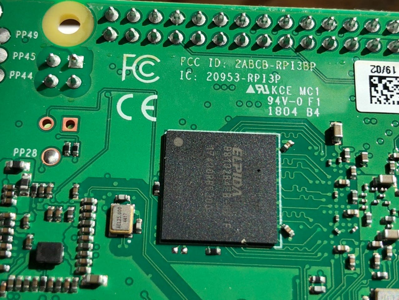 Closeup of the RAM chip