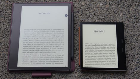 The Kindle Scribe next to the Kindle Oasis.