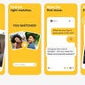 Screenshots of the Bumble app on an iPhone