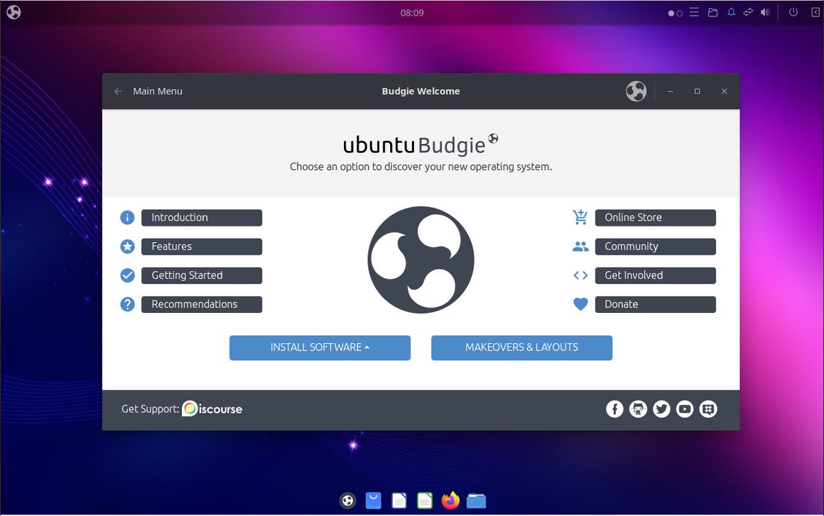The Ubuntu Budgie Welcome app.