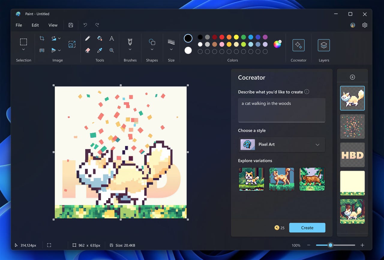 The new AI-powered Paint Cocreator rolling out to Windows 11 insiders