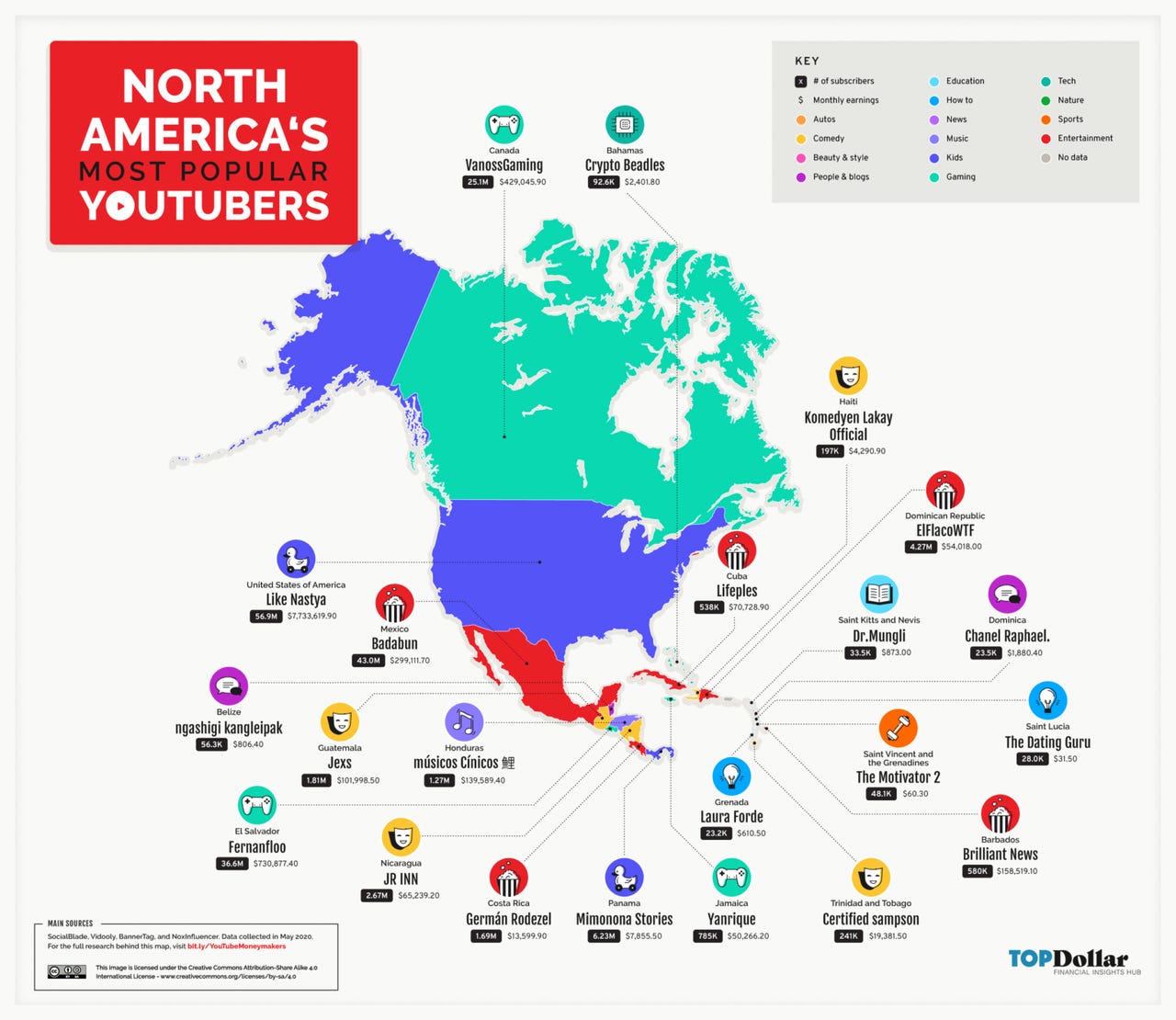 New map reveals how much every country’s top YouTuber earns zdnet