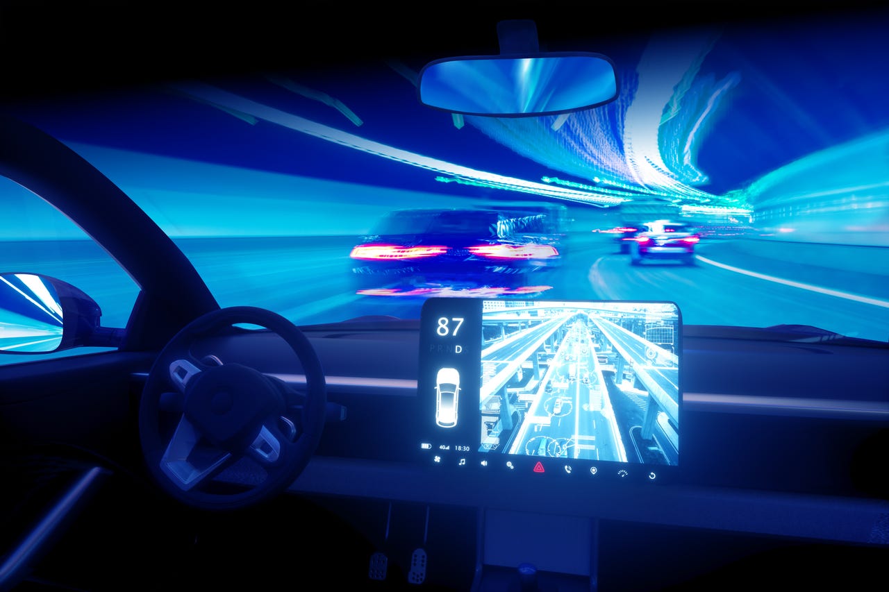 autonomous car driving at night hands-free