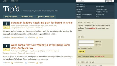 Top Digger helps launch TipÂ’d, a Digg clone for financial news