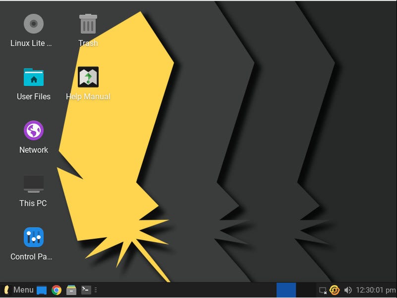The default Linux Lite desktop.