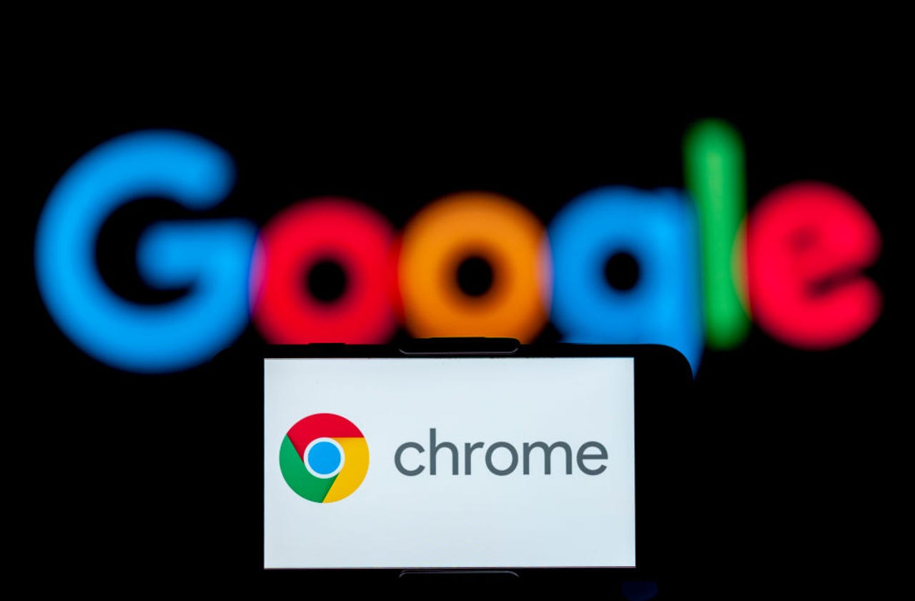 Google Chrome logo on phone