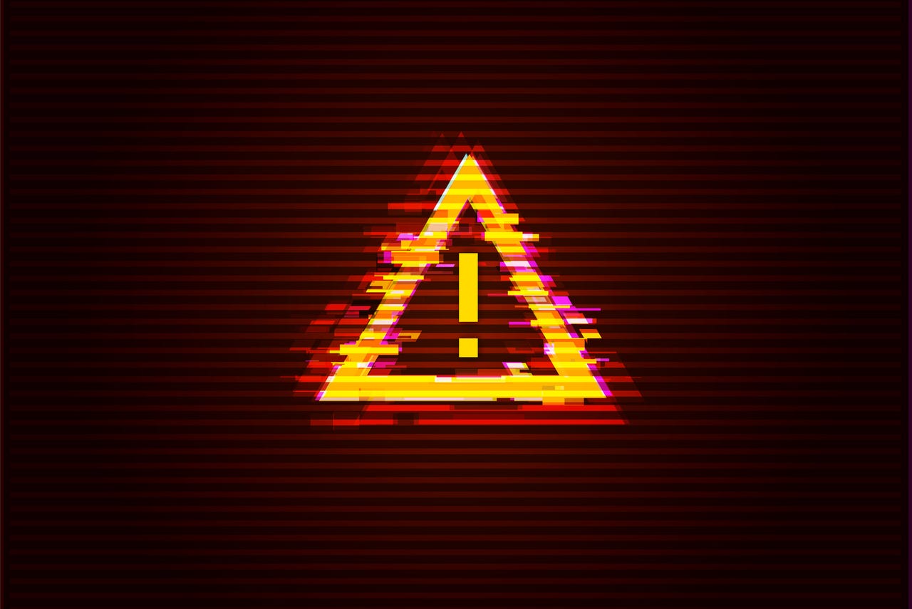 Danger sign rendered as if on a CRT monitor